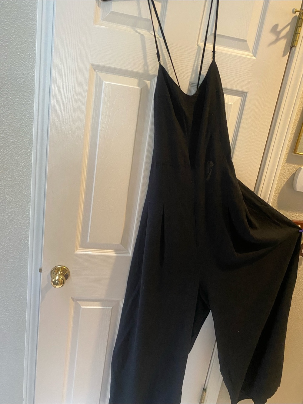 Anthropologie Black Wide-Leg Spaghetti-Strap Jumpsuit